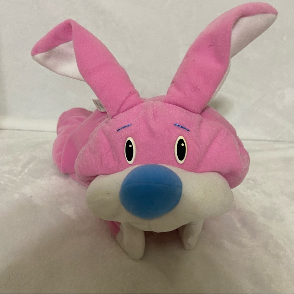Vintage 1999 Fisher Price Rumple Bunny Rabbit Pink blue nose plush stuffed 14”